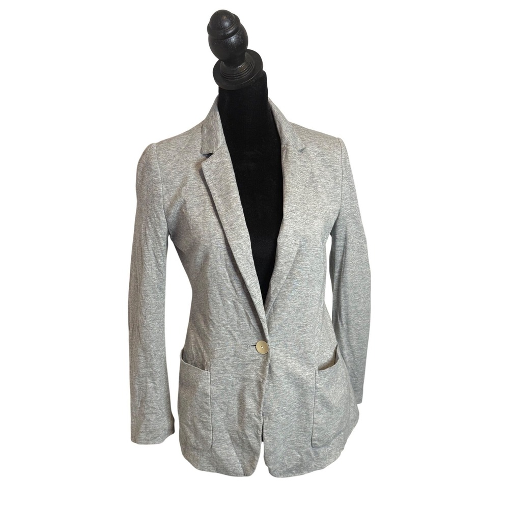 Uniqlo Heather Gray Knit One Button Blazer Jacket Size XS Office Minimalist Soft